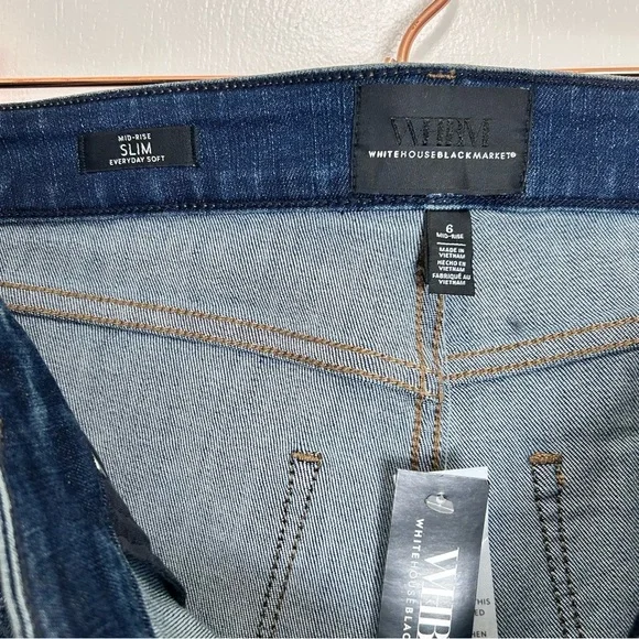 WHBM Slim Mid-Rise Everyday Soft Jeans Size 6R Dark Wash - Picture 3 of 6